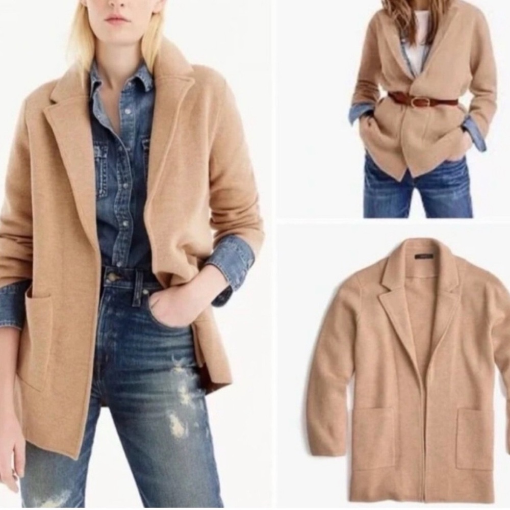 J.Crew Tan Sweater Blazer with buttons